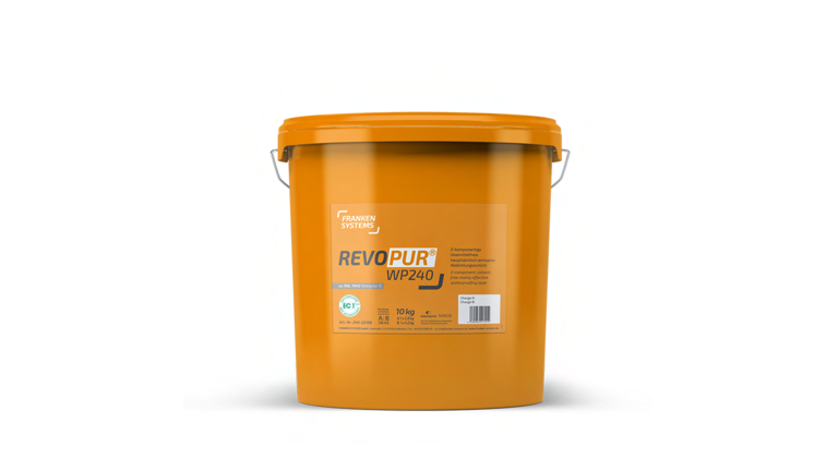 Orangener Eimer mit REVOPUR® WP 240